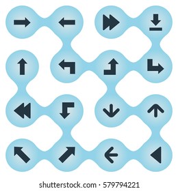Set Of 16 Simple Cursor Icons. Can Be Found Such Elements As Left Direction, Right Direction, Indicator And Other.