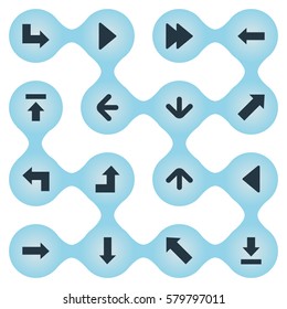Set Of 16 Simple Cursor Icons. Can Be Found Such Elements As Advanced, Right Direction, Downwards Pointing And Other.