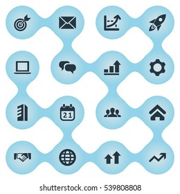 Set Of 16 Simple Entrepreneurship Icons. Can Be Found Such Elements As Computer, Success, Spaceship And Other.