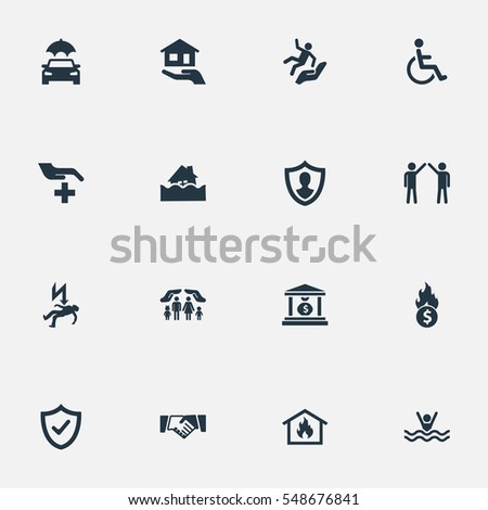 Set Of 16 Simple Fuse Icons. Can Be Found Such Elements As Bankroll Fuse, Protect From Torrent, Medical Attendance And Other.