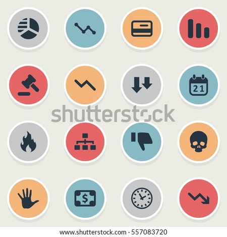 Set Of 16 Simple Impasse Icons. Can Be Found Such Elements As Clock, Palm, Net And Other.