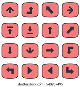 Set Of 16 Simple Indicator Icons. Can Be Found Such Elements As Right Landmark, Transfer, Increasing.