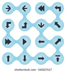 Set Of 16 Simple Indicator Icons. Can Be Found Such Elements As Advanced, Reduction, Left Direction And Other.