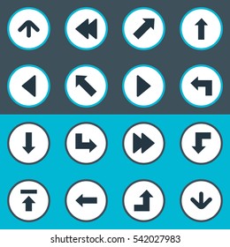 Set Of 16 Simple Indicator Icons. Can Be Found Such Elements As Increasing, Transfer, Reduction And Other.