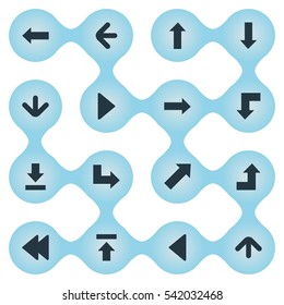 Set Of 16 Simple Indicator Icons. Can Be Found Such Elements As Rearward, Increasing, Pointer And Other.