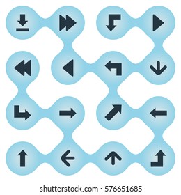 Set Of 16 Simple Indicator Icons. Can Be Found Such Elements As Let Down, Upward Direction, Increasing And Other.