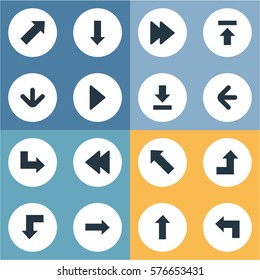 Set Of 16 Simple Indicator Icons. Can Be Found Such Elements As Pointer, Reduction, Advanced And Other.