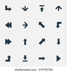 Set Of 16 Simple Indicator Icons. Can Be Found Such Elements As Reduction, Increasing, Advanced And Other.