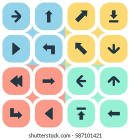 Set Of 16 Simple Indicator Icons. Can Be Found Such Elements As Indicator , Right Landmark, Left Landmark.