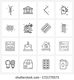 Set of 16 Simple Line Icons of burger; drink; arrow; food; Vector Illustration