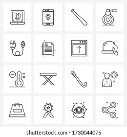 Set of 16 Simple Line Icons for Web and Print such as valentine's day; perfume; mobile; sport; baseball Vector Illustration