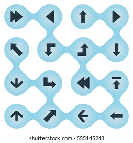 Set Of 16 Simple Pointer Icons. Can Be Found Such Elements As Increasing, Right Landmark, Left Landmark.