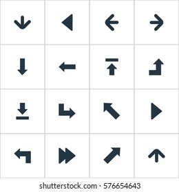 Set Of 16 Simple Pointer Icons. Can Be Found Such Elements As Indicator, Increasing, Pointer And Other.