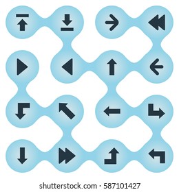 Set Of 16 Simple Pointer Icons. Can Be Found Such Elements As Right Landmark, Left Direction , Left Direction.