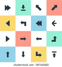 Set Of 16 Simple Pointer Icons. Can Be Found Such Elements As Pointer, Pointer, Pointer And Other.