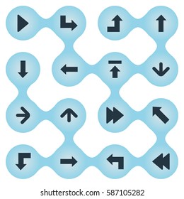 Set Of 16 Simple Pointer Icons. Can Be Found Such Elements As Right Direction, Reduction, Downwards Pointing And Other.