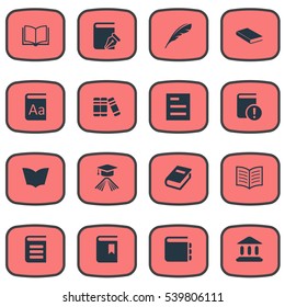 Set Of 16 Simple Reading Icons. Can Be Found Such Elements As Reading, Book Page, Tasklist And Other.