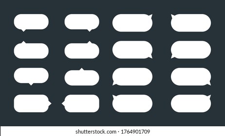 A set of 16 simple, rounded tooltips or speech balloons. Flat vector speech bubbles, dialogue balloons or text balloons. Can be used in comics and as tips, hints or notifications on websites.