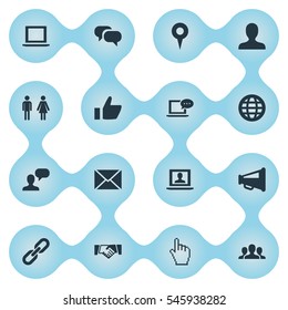 Set Of 16 Simple Social Media Icons. Can Be Found Such Elements As Point, New Mail, Team And Other.