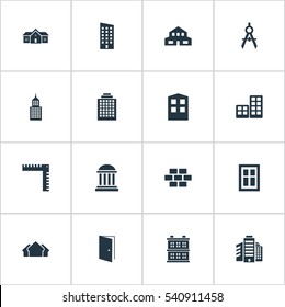 Set Of 16 Simple Structure Icons. Can Be Found Such Elements As Floor, Construction, Block And Other.