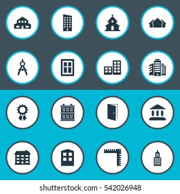 Set Of 16 Simple Structure Icons. Can Be Found Such Elements As Block, Flat, Structure And Other.