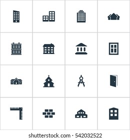 Set Of 16 Simple Structure Icons. Can Be Found Such Elements As Popish, Floor, Stone And Other.