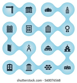 Set Of 16 Simple Structure Icons. Can Be Found Such Elements As Stone, Construction, Reward And Other.