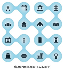 Set Of 16 Simple Structure Icons. Can Be Found Such Elements As Stone, Popish, Glazing And Other.