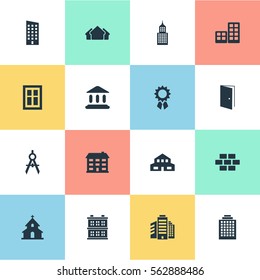 Set Of 16 Simple Structure Icons. Can Be Found Such Elements As Engineer Tool, Flat, Structure And Other.