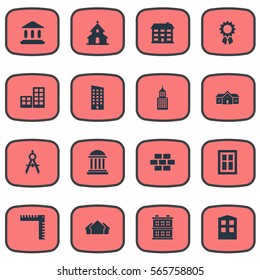 Set Of 16 Simple Structure Icons. Can Be Found Such Elements As Structure, Popish, School And Other.