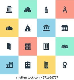 Set Of 16 Simple Structure Icons. Can Be Found Such Elements As Floor, Flat, Structure And Other.