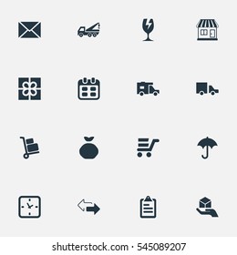 Set Of 16 Simple Surrender Icons. Can Be Found Such Elements As Opposite Directions, Day, Gift And Other.