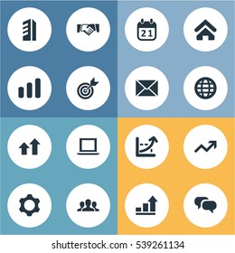 Set Of 16 Simple Teamwork Icons. Can Be Found Such Elements As Earth, Success, Computer And Other.