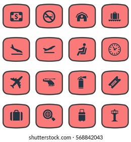 Set Of 16 Simple Transportation Icons. Can Be Found Such Elements As Protection Tool, Currency, Global Research And Other.