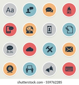 Set Of 16 Simple User Icons. Can Be Found Such Elements As Repair, International Businessman, Cedilla And Other.
