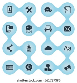 Set Of 16 Simple User Icons. Can Be Found Such Elements As Document, Repair, Profile And Other.