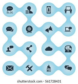 Set Of 16 Simple User Icons. Can Be Found Such Elements As Site, Post, Gazette And Other.