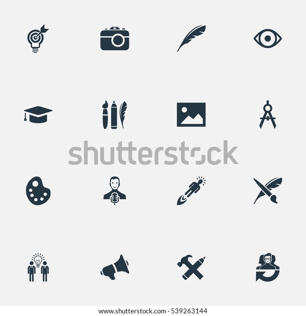 Set 16 Simple Visual Art Icons Stock Vector (Royalty Free) 539263144 ...