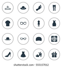 Set Of 16 Simple Wardrobe Icons. Can Be Found Such Elements As Cap, Elegant Headgear, Head Accessory And Other.