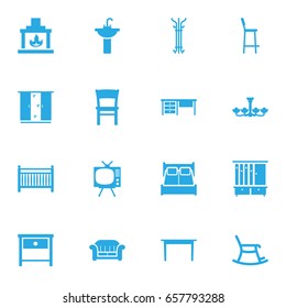 Set Of 16 Situation Icons Set.Collection Of Chimney, Chair, Worktop And Other Elements.