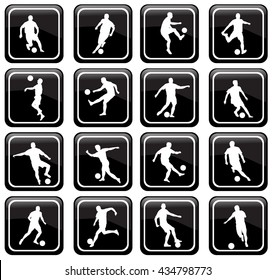 set of 16 soccer icons