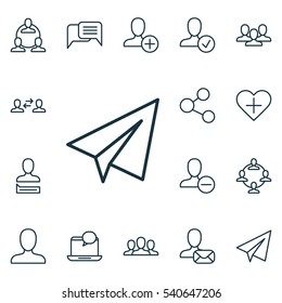 Set Of 16 Social Icons. Includes Society, Team, Publication And Other Symbols. Beautiful Design Elements.