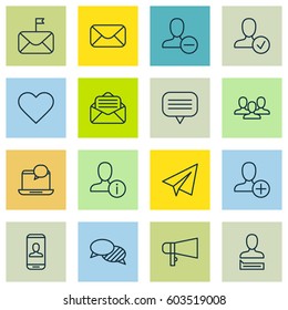 Set Of 16 Social Icons. Includes Privacy Information, Profile Data, Confirm Profile And Other Symbols. Beautiful Design Elements.