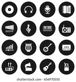 Set Of 16 Song Icons Set.Collection Of Audio Device, Knob, Rhythm Motion And Other Elements.