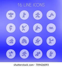 Set Of 16 Sport Outline Icons Set.Collection Of Pong Ping, Box, Gymnastic And Other Elements.