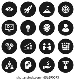 Set Of 16 Startup Icons Set.Collection Of Bulb, Unity, Money Growth And Other Elements.