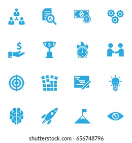 Set Of 16 Startup Icons Set.Collection Of Achievement, Goal, Document Checking And Other Elements.