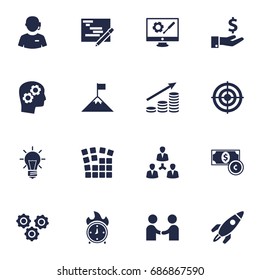 Set Of 16 Startup Icons Set.Collection Of Gear, Money Growth, Repair Service And Other Elements.