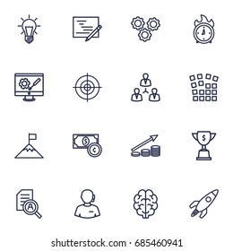 Set Of 16 Startup Outline Icons Set.Collection Of Grid Structure, Achievement, Planning And Other Elements.