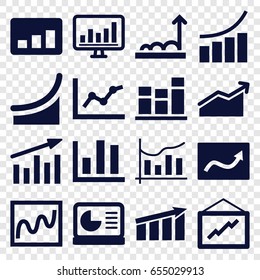 set of 16 statistic filled icons such as graph, chart